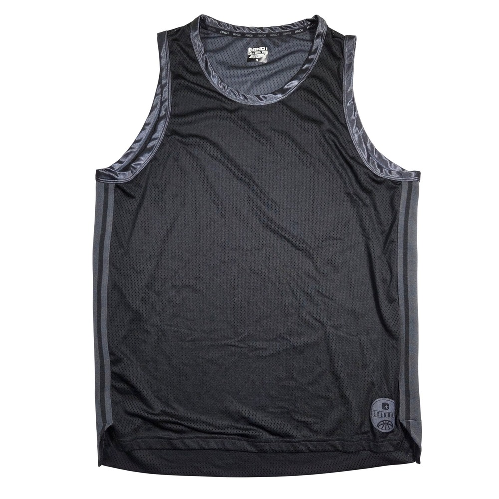 AND1 Mens‎ Black Mesh Tank Top Jersey 2XL Y2k 2000s Grunge Punk Skater Baggy